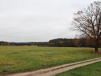 Auf diesem Gelände zwischen der Autobahn (im Hintergrund) und Nackendorf soll ein Solarpark entstehen.  Foto: Andreas Dorsch