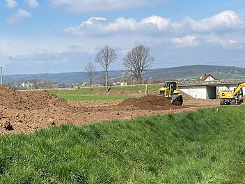 Beginn der Erdarbeiten für die Baustellenumfahrung  Foto: Staatliches Bauamt Bamberg