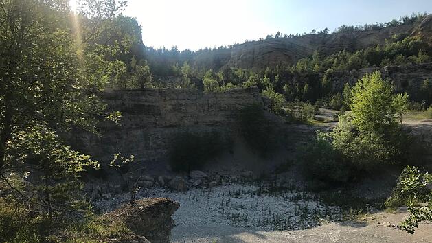 Wo fr&uuml;her ein idyllischer See war, sind jetzt nur noch Steine. Schon seit mindestens zwei Jahren ist die Lagune bei Ludwag (Landkreis Bamberg) ausgetrocknet.  Foto: M. Wehner