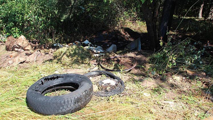 Ein illegal abgelagerter Müllhaufen brannte.  Foto: Martin Kreklau