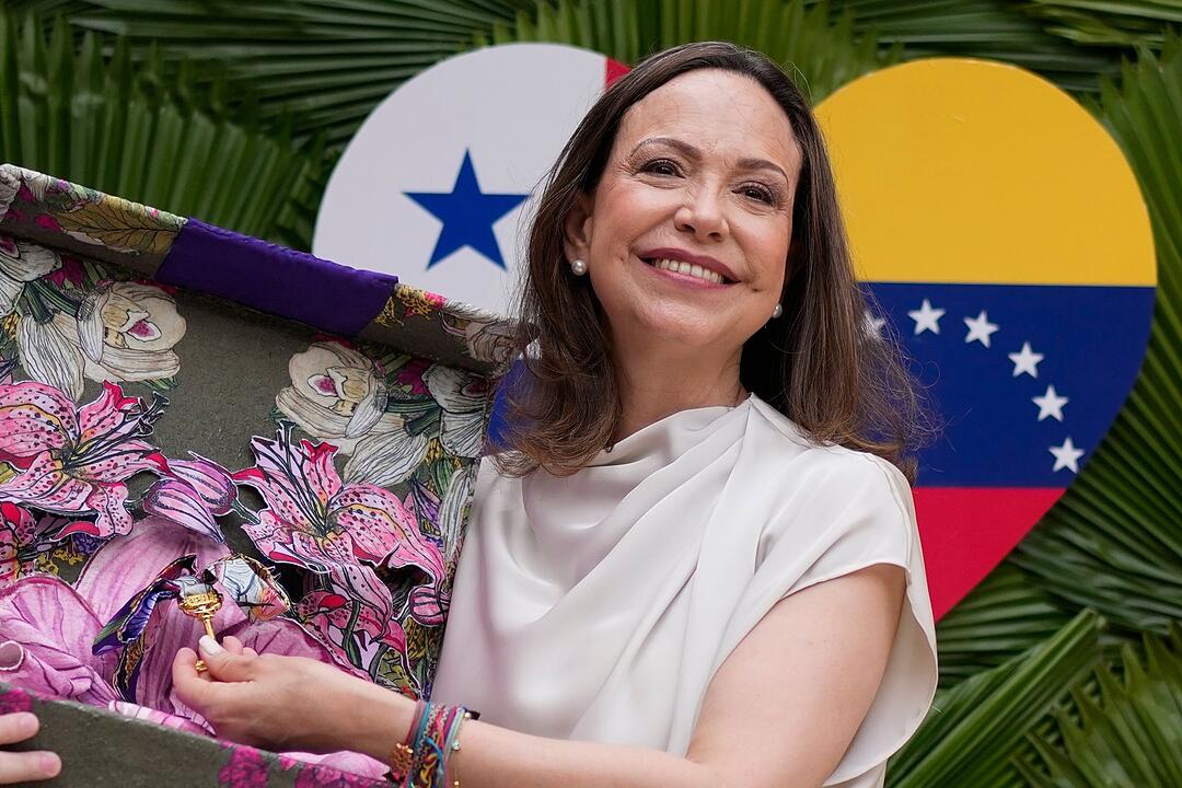 Venezuelas Oppositionsf&uuml;hrerin Corina in Panama