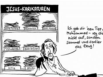 Bereits 2006, nach Veröffentlichung der Mohammed-Karikaturen in einer dänischen Tageszeitung, hat sich Karikaturistin Christiane Pfohlmann aus Bamberg satirisch mit dem Thema auseinander gesetzt (mehr dazu auf www.infranken.de).