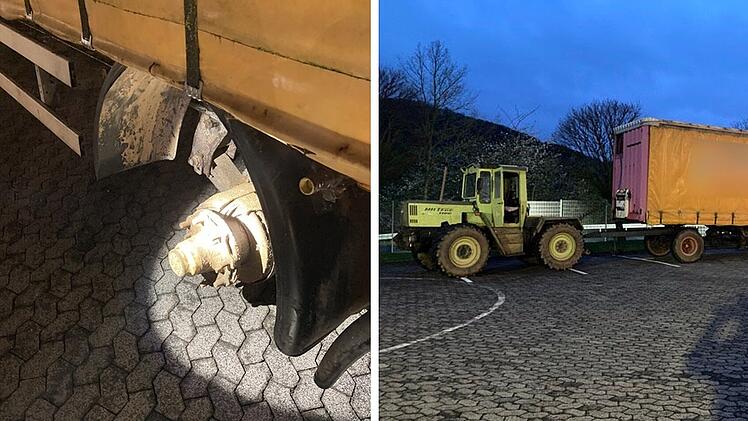 Fränkische Traktor-Lkw-Kombi: Polizei stoppt ungewöhnliches Fahrzeuggespann in Osthessen