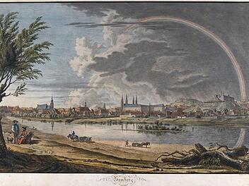 In den ausgewählten Bücherschätzen der "Bibliotheca Bipontina" fehlen nicht die engen Bezüge zu Franken - insbesondere zu Bamberg, wie diese Buchillustration zeigt. Foto: Gerald Raab/Staatsbibliothek Bamberg