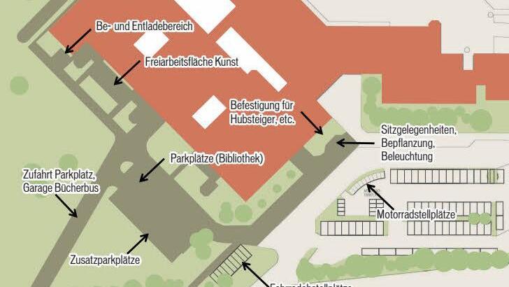 So sollen die Außenanlagen um das Schulzentrum nach Fertigstellung der geplanten Maßnahmen aussehen.  Repro: eh