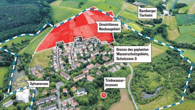 Schwierige Ausgangslage: Zwischen Gaustadt und dem Michelsberger Wald überschneiden sich die geplante Wasserschutzzone und das ins Auge gefasste Neubaugebiet Jungkreut.  Foto: Ronald Rinklef