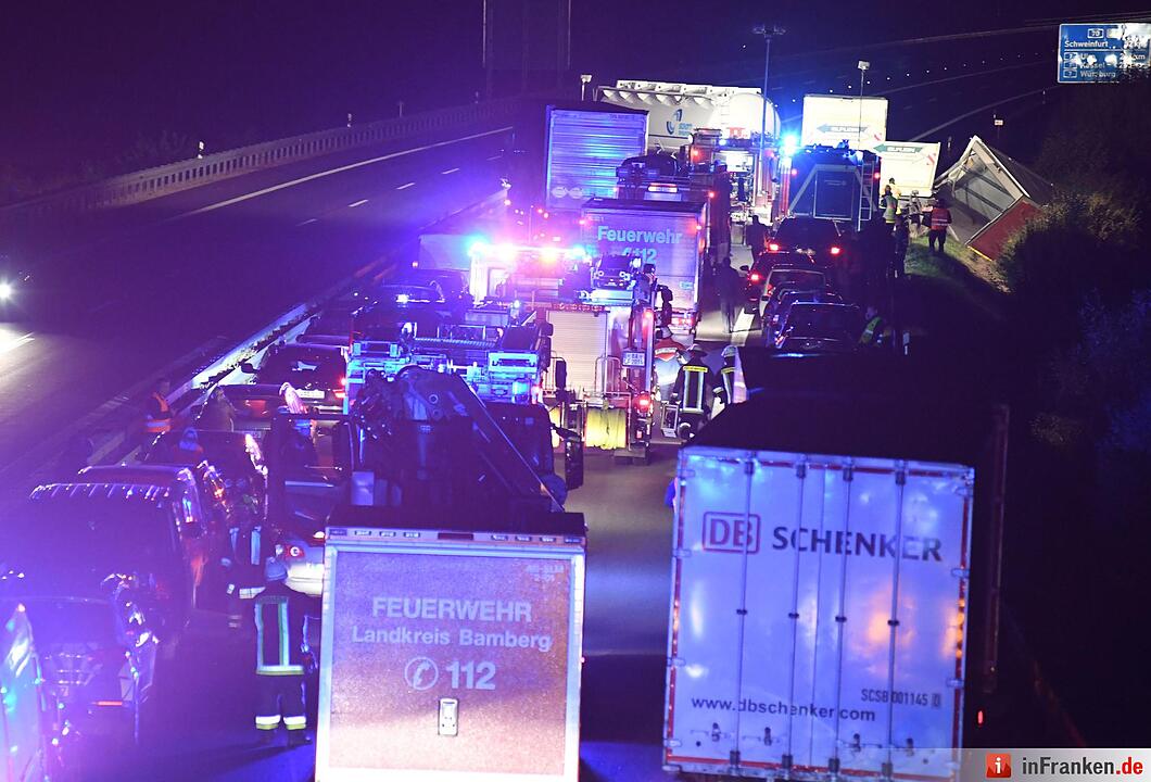 Schwerer Unfall auf A70 bei Bamberg