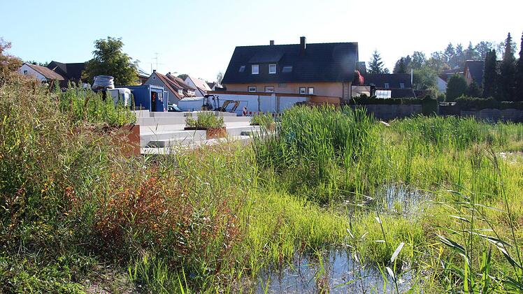 Am Teich gegenüber des Röttenbacher Rathauses  ist bereits eine Uferterrasse entstanden. Foto: Christian Bauriedel