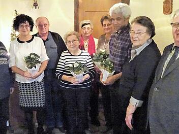 Ehrungen beim VdK Danndorf/Schimmendorf; im Bild (von links): Gerd Hans Oehrlein, Carmen Sesselmann, Erwin Vogel, Irmgard Helgerth, Renate Hoffmann, Sieglinde Rauh, Werner Ziebis, Rosemarie Müller und Walter Herrmann  Foto: privat