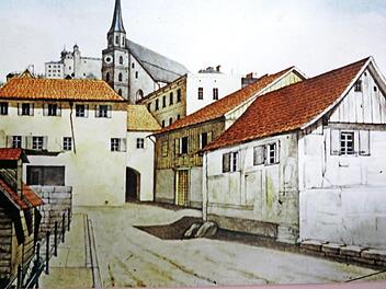 Ein Aquarellbild zeigt, wie es um 1870 rund um das wahrscheinliche Kulmbacher Kastenamt im Kirchwehr aussah. Fotos und Repros: Erich Olbrich