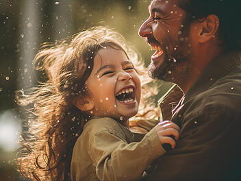 Lachen, Tochter und Vater, Familie