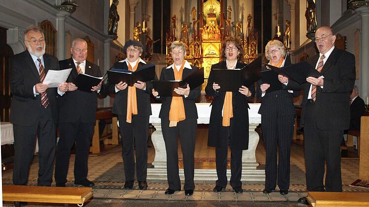 Ein voller Erfolg wurde das Debüt der neugegründeten Schola. Von links Walter Schmittdorsch, Georg Sesselmann, Katharina Deuerling, Claudia Völk, Michaela Mattes, Gabi Bienlein und Walter Klose. Foto: Susanne Deuerling