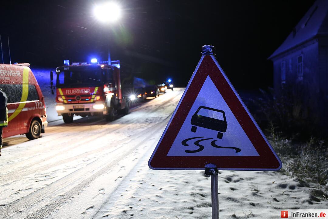 Seitliche Schlitterpartie auf schneebedeckter Fahrbahn – Rettungsdienst als Ersthelfer vor Ort