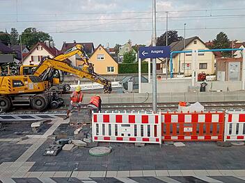 Bauarbeiten am Bahnhof Hirschaid