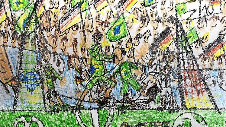 Ein Fahnenmeer, ein schwarz-rot-goldenes Tornetz und 10:7 für Deutschland - so stellt sich Louis Geuter das Finale gegen Brasilien vor.