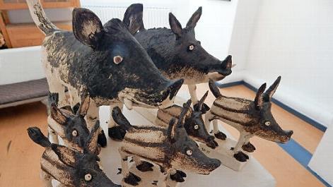 Ruffs Meisterstück: die Darstellung von "Wildeber, Eber und fünf Frischlingen"  Foto: Horst Wunner