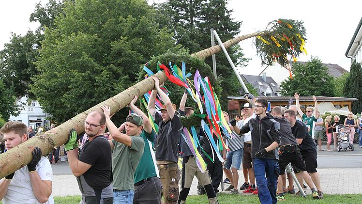 Das Baumaufstellen an der Trailsdorfer Kirchweih Foto: Mathias Erlwein