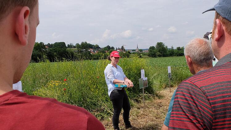 Anne Wischemann vom Amt f&uuml;r Ern&auml;hrung, Landwirtschaft und Forsten Karlstadt ist im Fachzentrum Agrar&ouml;kologie Wildlebensraumberaterin. Sie stellte vor, welche Bl&uuml;h- und Gr&uuml;nstreifen es gibt und wie man diese integrieren kann.  Foto: Bj&ouml;rn Hein