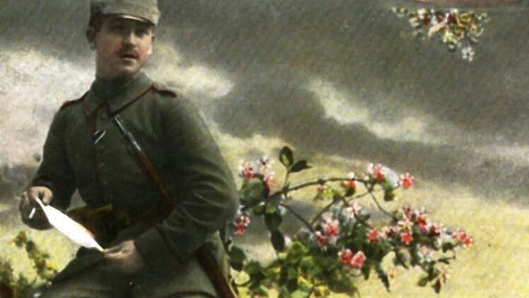 Auf einer Feldpostkarte (abgestempelt von der Poststelle der 19. Infanterie-Division am 25. Mai 1916) ist zu lesen: "Liebe Freundin, die besten Wünsche aus dem fernen Westen sendet dir Freund August. Sonst noch alles beim Alten. Auf baldiges Wiedersehn".  Repro: Reinhard Löwisch