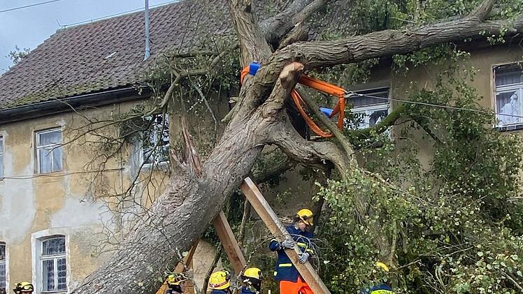 Burgkunstadt: Baum kracht auf Haus von Seniorin - Sturm hält Einsatzkräfte auf Trab