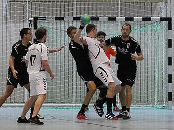 Das umkämpfte Hinspiel zwischen der SG Bamberg/Hallstadt und dem TV Ebern endete 27:27, im Rückspiel siegte der TVE. Foto: sportpress