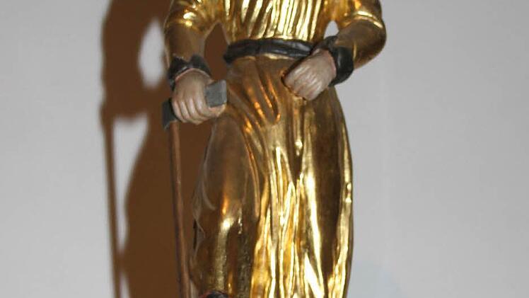 Diese Darstellung des heiligen Josefs ist eine Seltenheit: Josef trägt eine Art Charlie-Chaplin-Hut. Weil Josef ein sehr wichtiger Heiliger war, ist er ganz vergoldet. Foto: Sopnja Adam