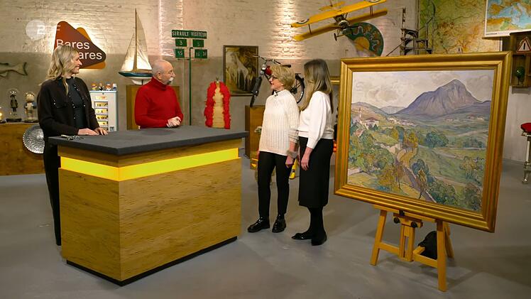 Lichter vermutetete ein italienisches Motiv. Dr. Bianca Berding bestätigte dies, denn hinter dem Ölgemälde von Paul Schad-Rossa war ein Zettel: "Weites Gelände bei Trient". 5.000 Euro Wunschpreis, 3.500 Schätzpreis. Elke Velten kaufte das Bild für 2.000 Euro.