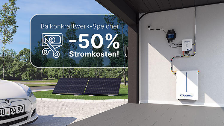 Das Balkonkraftwerk-Speichersystem SPAUN Energy Master macht den selbst produzierten Grünstrom zeitversetzt nutzbar - deine Stromrechnung reduziert sich dadurch spürbar.