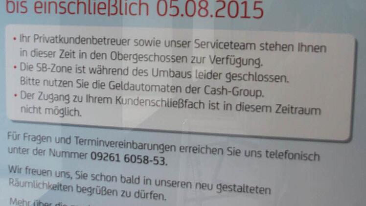 Wer die Hinweise zu Ende liest, erfährt, dass er weiterhin betreut wird und auch zu Bargeld kommt. Foto: Friedwald Schedel