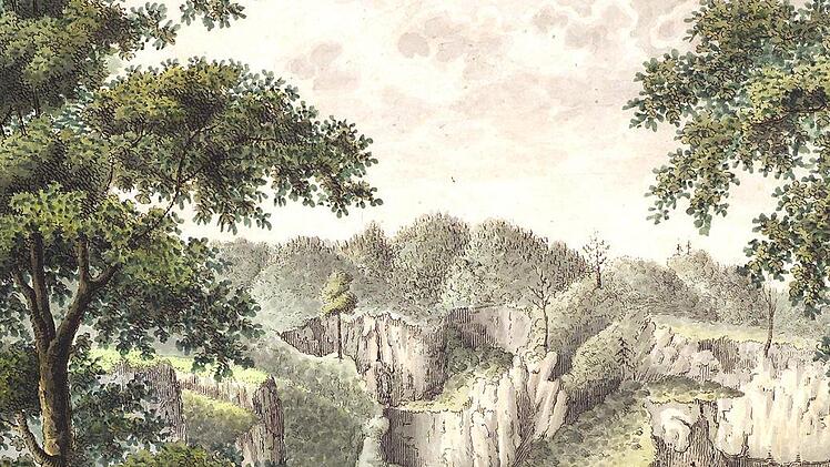 Die Rosenmüllershöhle um 1804. "Dr. Medicus Rosenmüller gab ihr den Namen", hielt Arndt im Tagebuch fest. Repro: Reinhard Löwisch