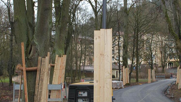 Manschetten schützen Bäume und Laternen.