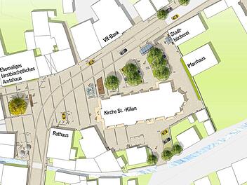 Übersicht der geplanten Marktplatzgestaltung in Hallstadt  Grafik: RSP Architekten, Bayreuth