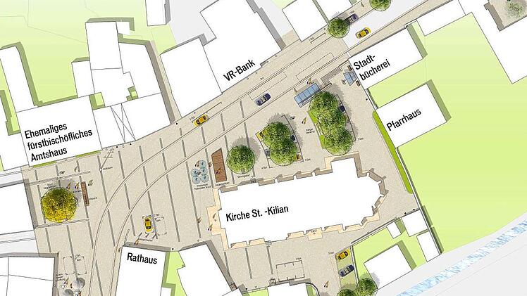 Übersicht der geplanten Marktplatzgestaltung in Hallstadt  Grafik: RSP Architekten, Bayreuth