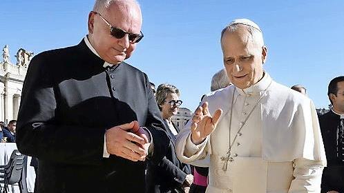 Papst Leo segnet die Kreuze f&uuml;r die H&ouml;chstadter Klassenzimmer.