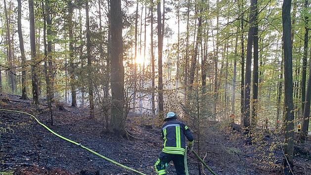 Jede Menge Technik, Wasser  und freiwillige Helfer waren nötig, um den Brand zwischen Unterelldorf und Hafenpreppach  unter Kontrolle zu bekommen. - Foto: Feuerwehr