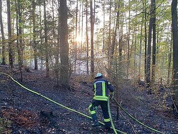Jede Menge Technik, Wasser  und freiwillige Helfer waren nötig, um den Brand zwischen Unterelldorf und Hafenpreppach  unter Kontrolle zu bekommen. - Foto: Feuerwehr