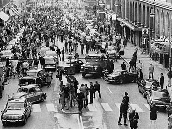Umstellung von Links- auf Rechtsverkehr in Schweden am 4. September 1957