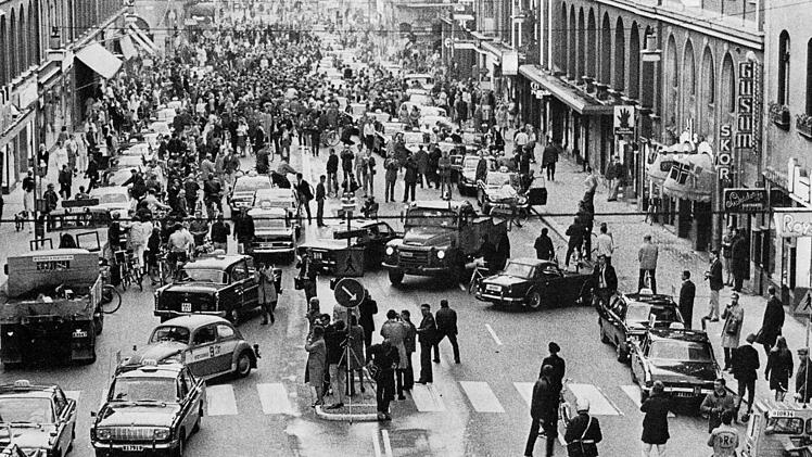 Umstellung von Links- auf Rechtsverkehr in Schweden am 4. September 1957