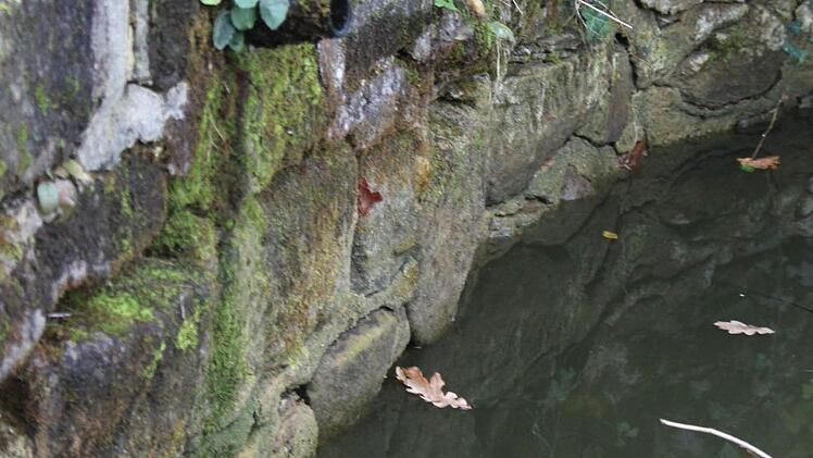 Kein Tropfen kommt aus dem Rohr, das vom Hummelsbrunnen Wasser in den Entenweiher leiten soll.
