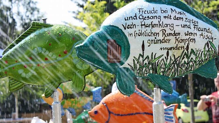 Mit Karpfen wie diesem Prachtstück macht Uehlfeld auf seinen Karpfenrundweg aufmerksam. Fotos: Sonja Werner