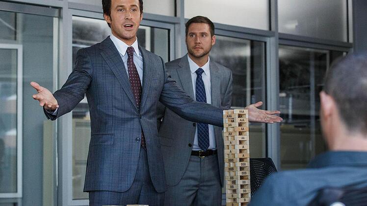 Hochkarätig besetzter Bankenthriller: In "The Big Short" sind unter anderem Ryan Gosling (links) und Jeffry Griffin zu sehen. Der Film kommt am 14. Januar ins Kino. Foto: Paramount Pictures