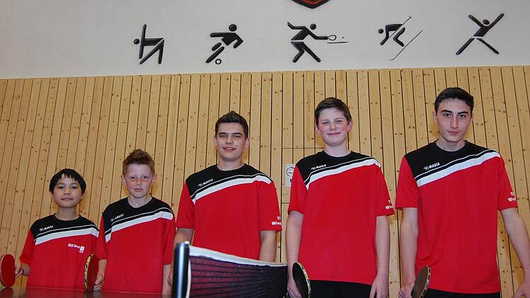 Die Jungen des TSV Windheim wurden Meister in der 1. Kreisliga und steigen in die 2. Bezirksliga auf. Unser Bild zeigt das erfolgreiche Team mit (von links) Philipp Erhardt, Erik Neubauer, Benedikt Trebes, Luca Löffler und Simon Drews.  Foto: Trebes