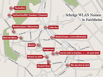 Infranken.de hat die kreativsten Netzwerk-Namen in der Forchheimer Innenstadt gesammelt.