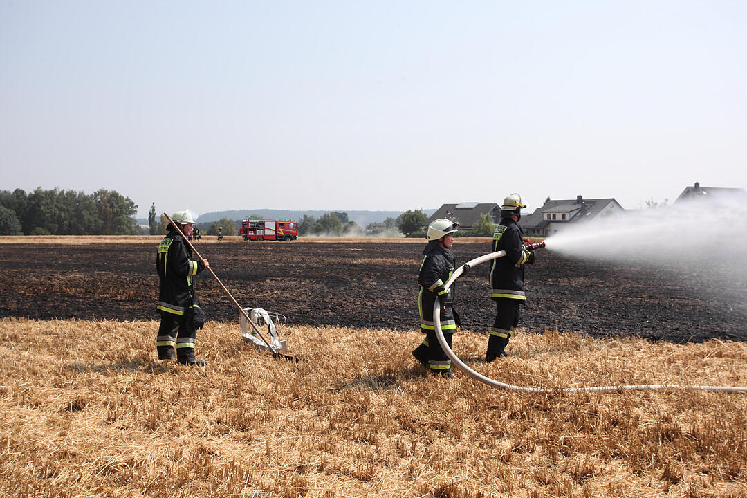 Feldbrand drohte auf Wohngebiet überzugreifen