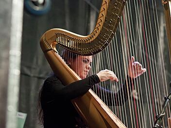 Die Harfenistin Melanie Alban ist eine der Solistinnen beim Concert for Kids zum Thema Meerjungfrauen und Wassermänner im Landestheater Coburg.Foto: Archiv/Jochen Berger