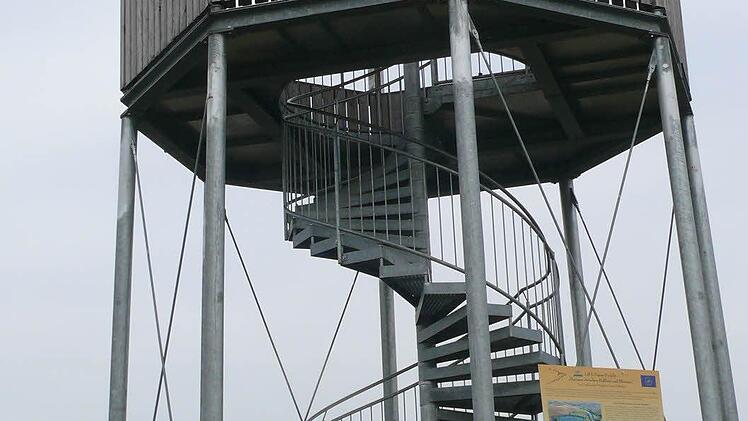 Ohne die zahlreichen Vögel bei ihrem Brutgeschäft zu stören, kann man - mit etwas Glück - auf dem Vogelbeobachtungsturm in der Mainaue einen Haubentaucher oder eine Stockente sichten.