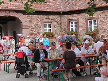 Der idyllische Schlosshof war wieder der zentrale Anlaufpunkt für die Besucher des Marktfestes in Elfershausen.  Fotos: Gerd Schaar