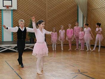 Erst seit einem Jahr gibt es die "Steigerwald Ballett Company" in Rauhenebrach. Acht Prinzessinnen und ein Prinz begeisterten die Gäste der Gesundheitstage bei der Eröffnung. Fotos: Sabine Weinbeer