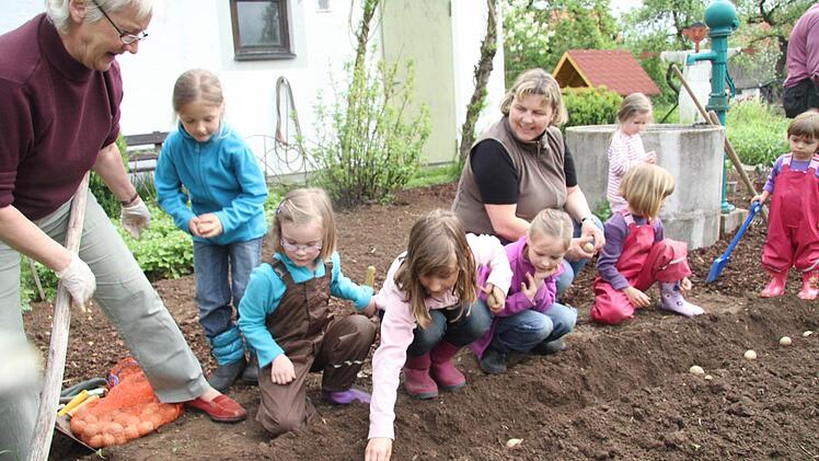 Werner Schilling, einer der Preisträger, hat die Jugendgruppe Neuenseer "Wühlmäuse" mitgegründet. Hier sind sie beim Kartoffellegen zu sehen.