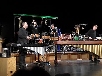 Mit großen Equipment kam das Ensemble Elbtonal Percussion ins Kurtheater. Gerhild Ahnert